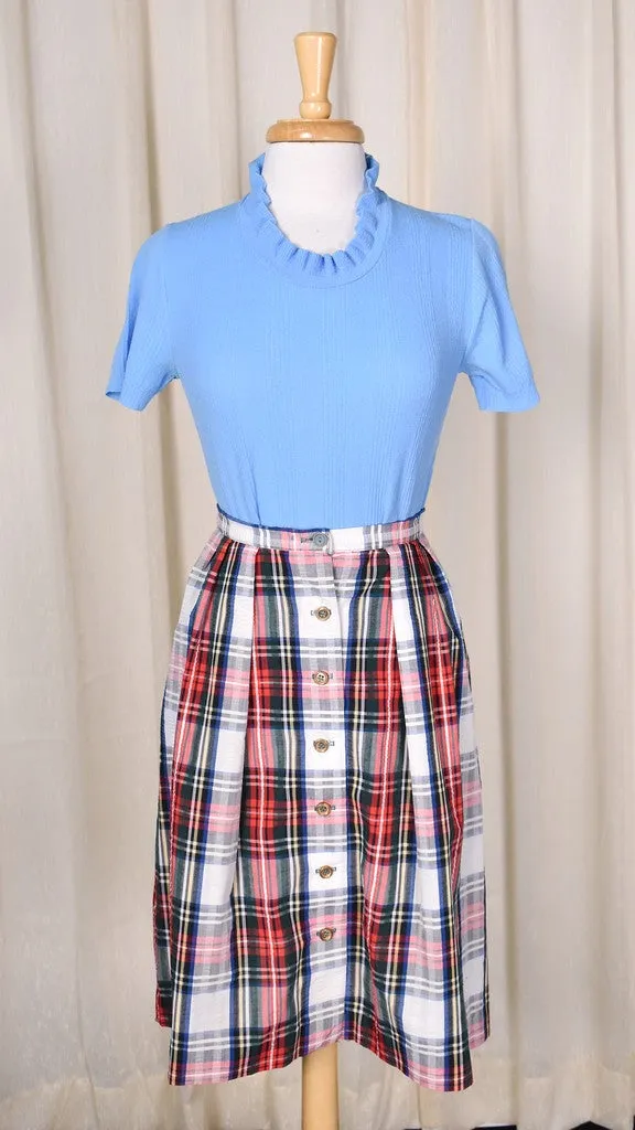 1960s Vintage Seersucker Button Skirt by Summit of Boston