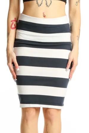 Black and White Striped Pencil Skirt