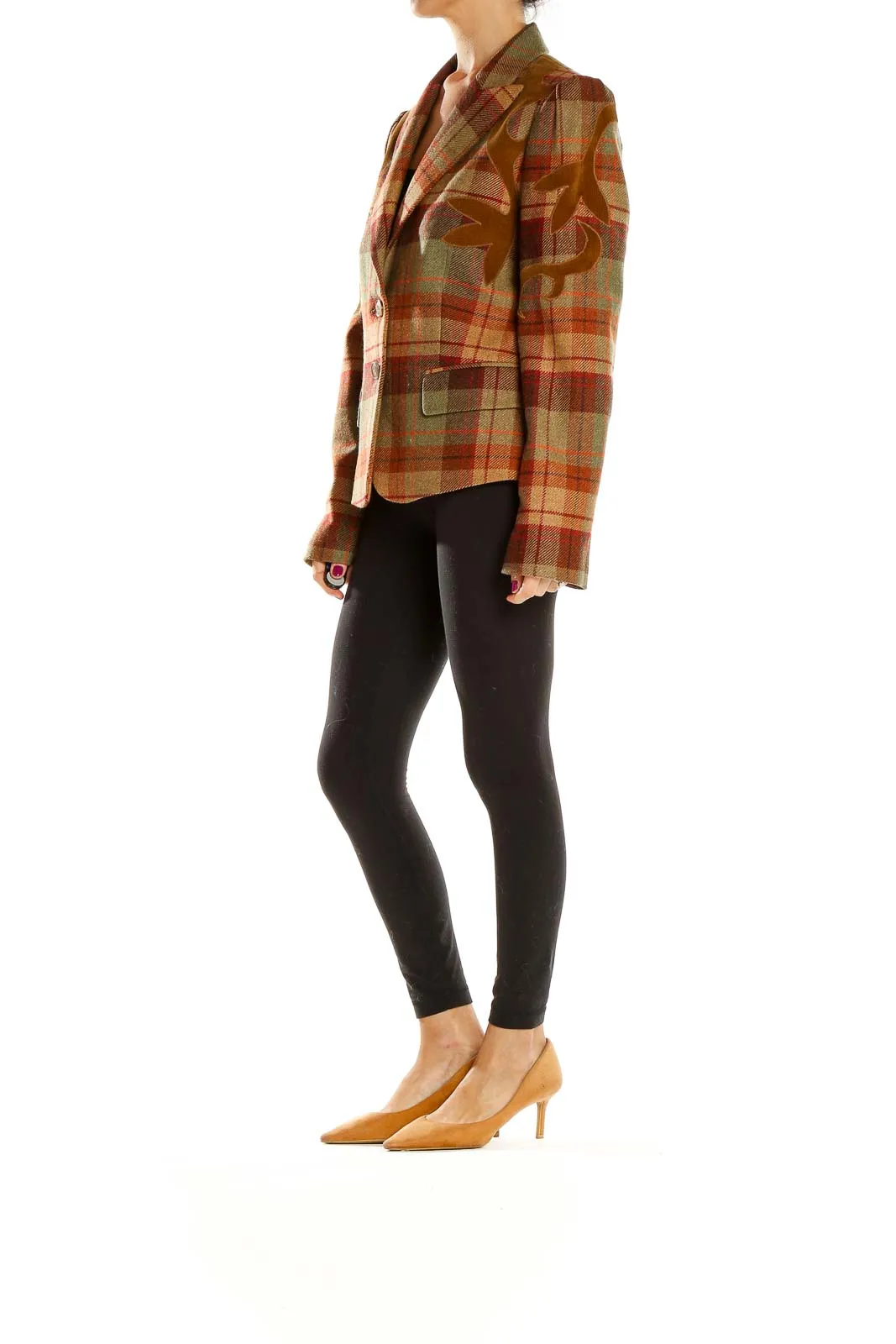 Brown Plaid Wool Blazer
