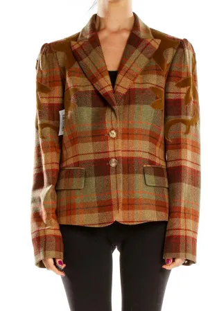 Brown Plaid Wool Blazer