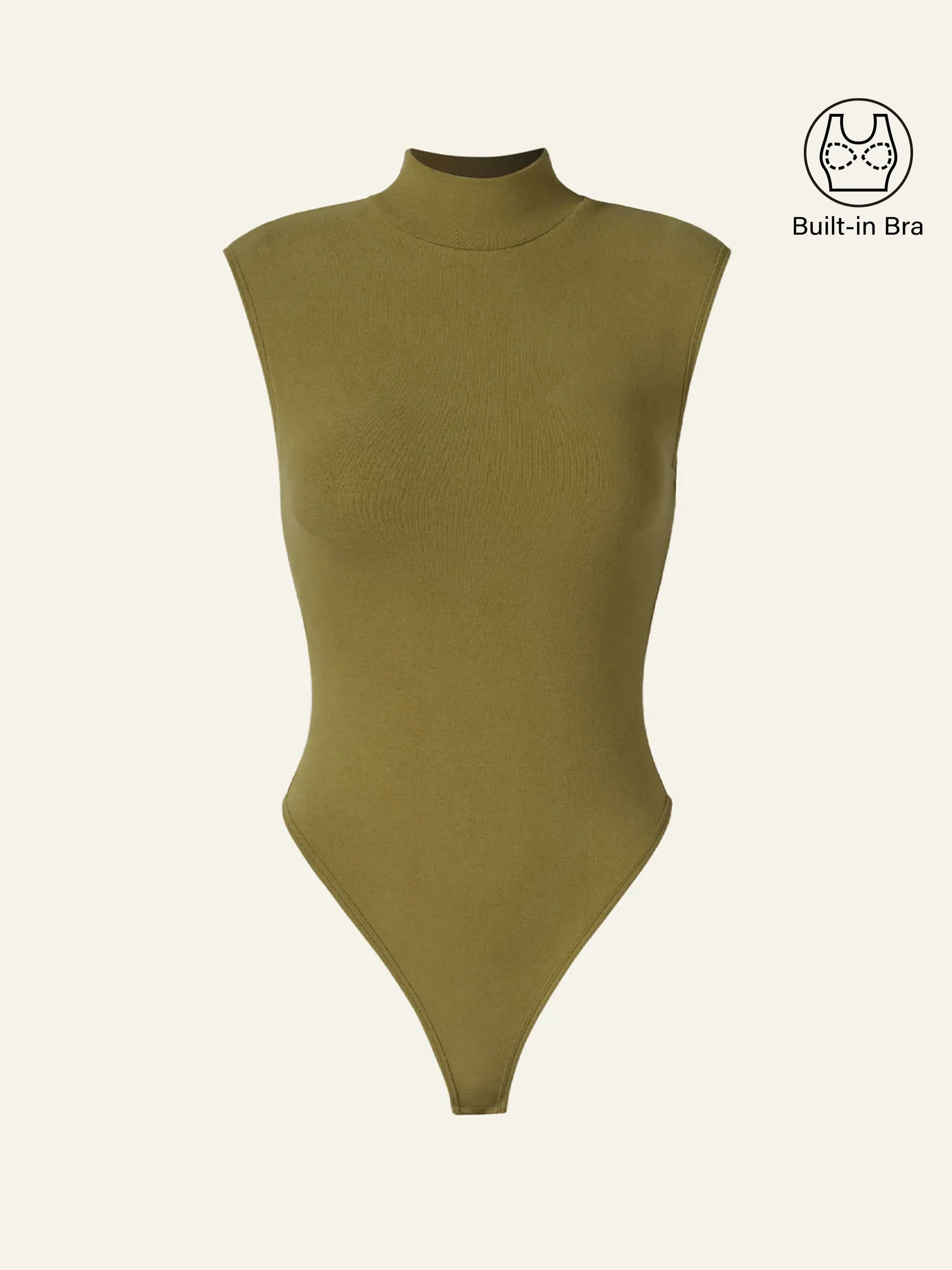 Brushed Mock Neck Wide Shoulder Tank Bramisuit
