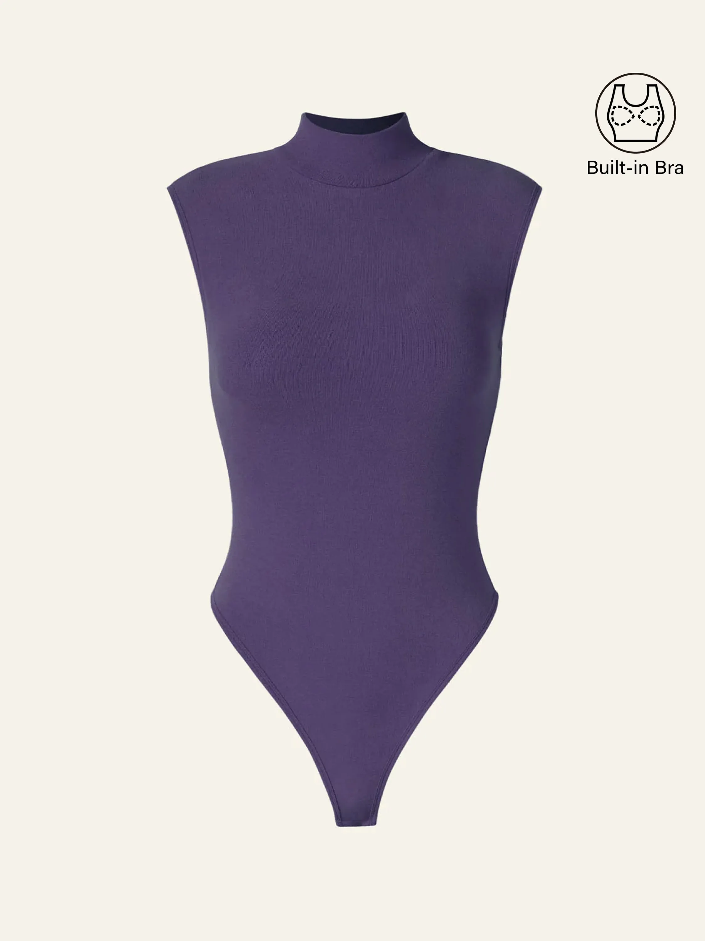 Brushed Mock Neck Wide Shoulder Tank Bramisuit