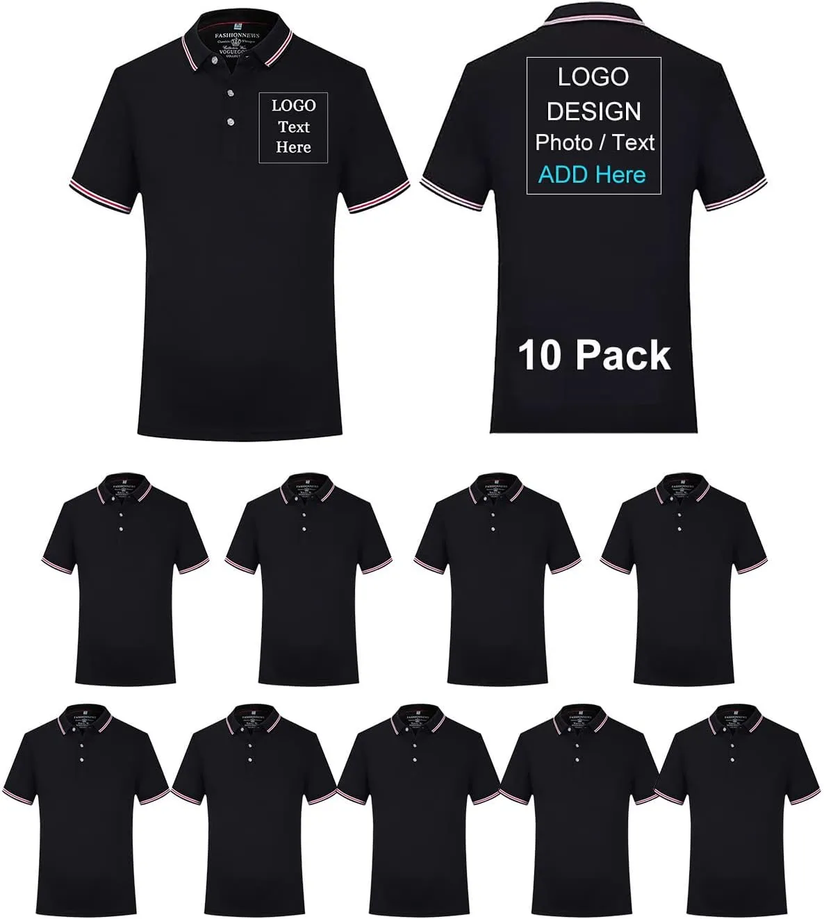 Custom Polo Shirts for Men Women Personalized T-Shirt with Logo Text Photo Mercerized Cotton Short Sleeves