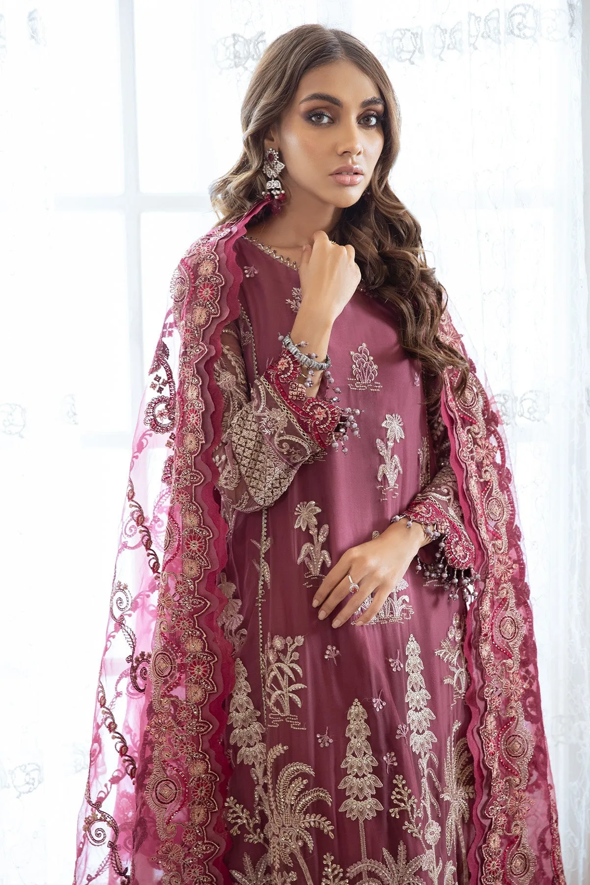 Elegant Fancy Kameez Salwar in Tea Pink Shade #PF397