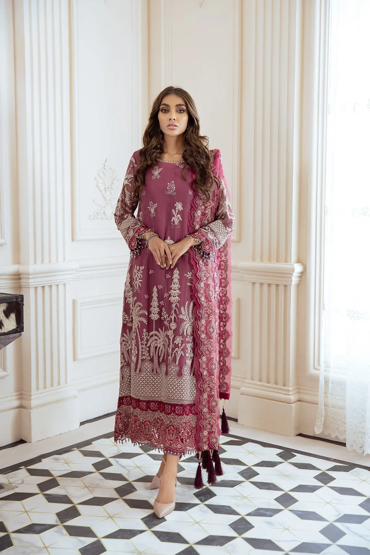 Elegant Fancy Kameez Salwar in Tea Pink Shade #PF397