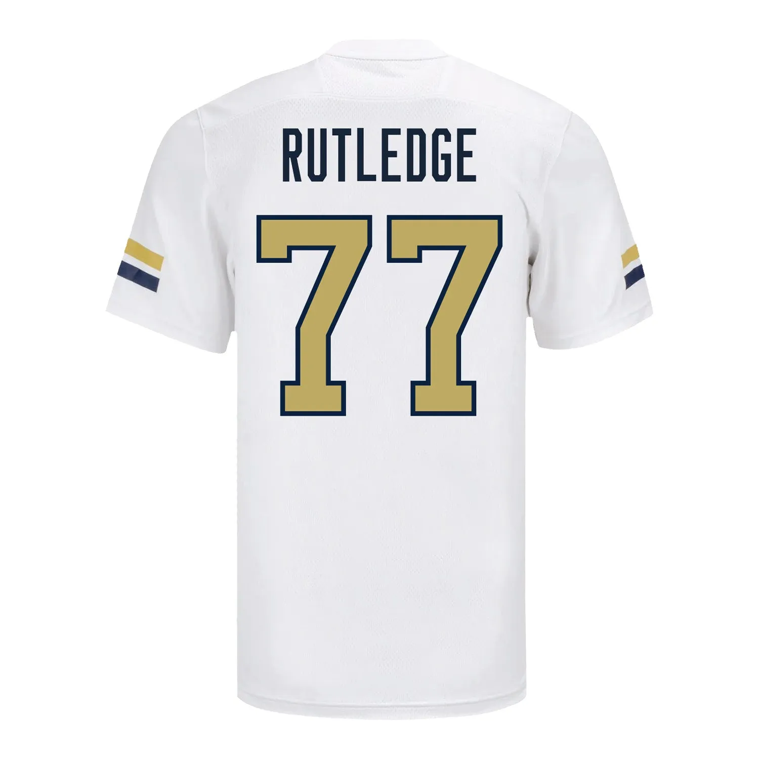 Georgia Tech Adidas Football Student Athlete #77 Keylan Rutledge White Football Jersey