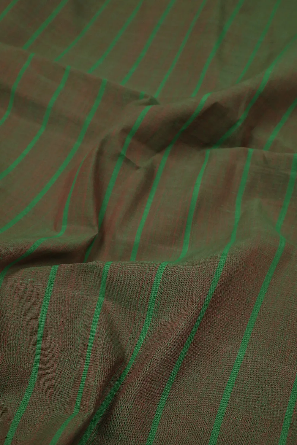 Green Striped Mangalagiri Cotton Fabric