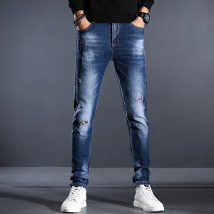Jeans Men's Four Seasons Slim Fit Hole