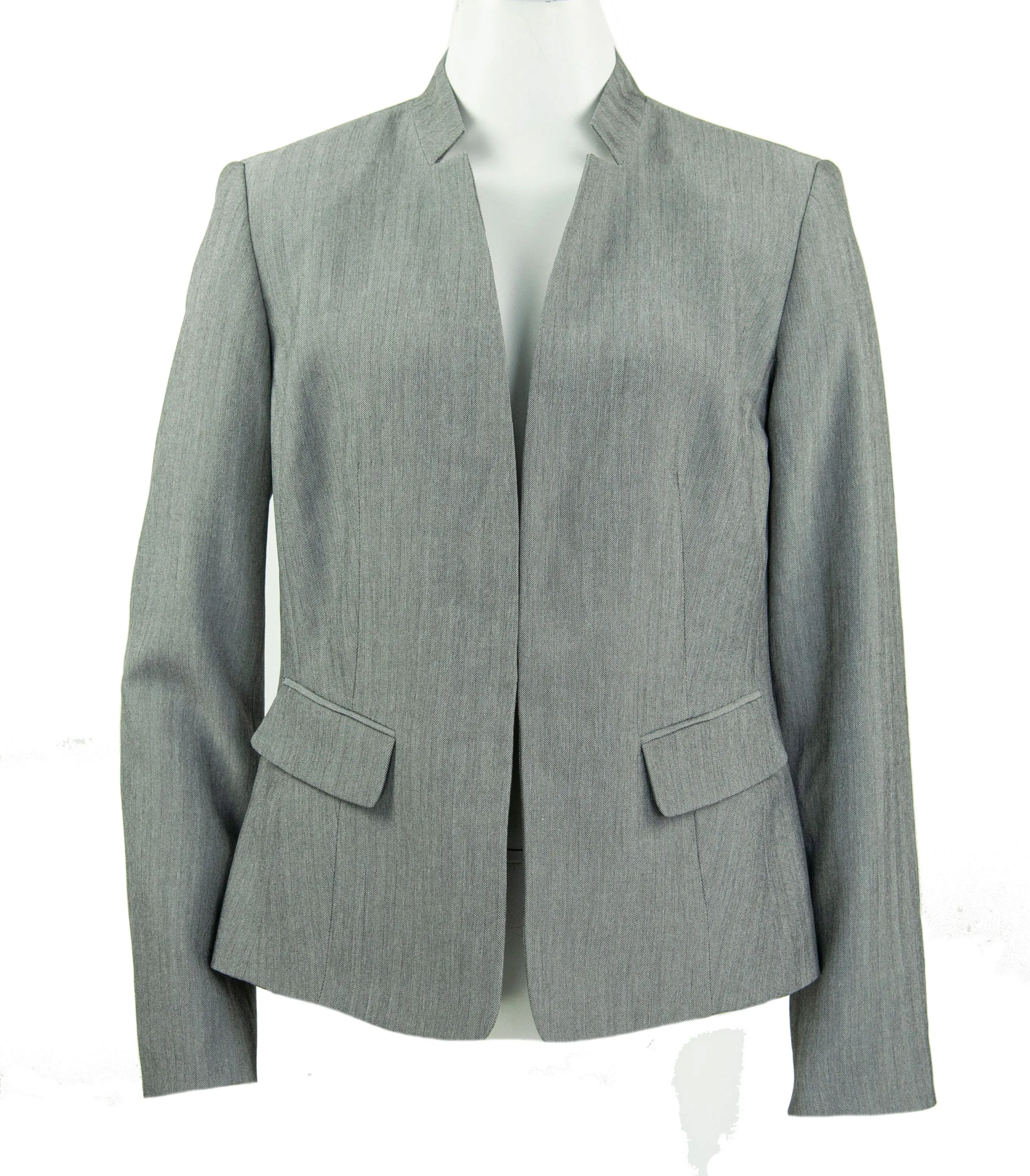 Kasper Women's Open Front Stand Collar Blazer Gray Size 4