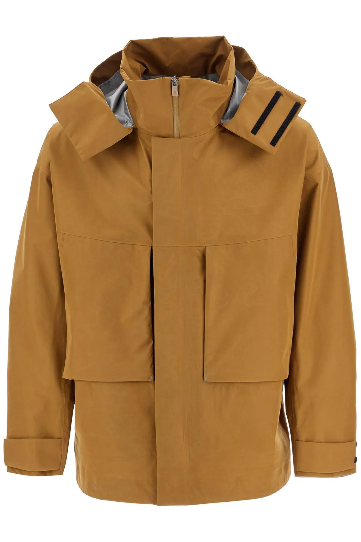 light brown waterproof short jacket in polyester with hood GC00016UL 11127 MARRONE CHIARO