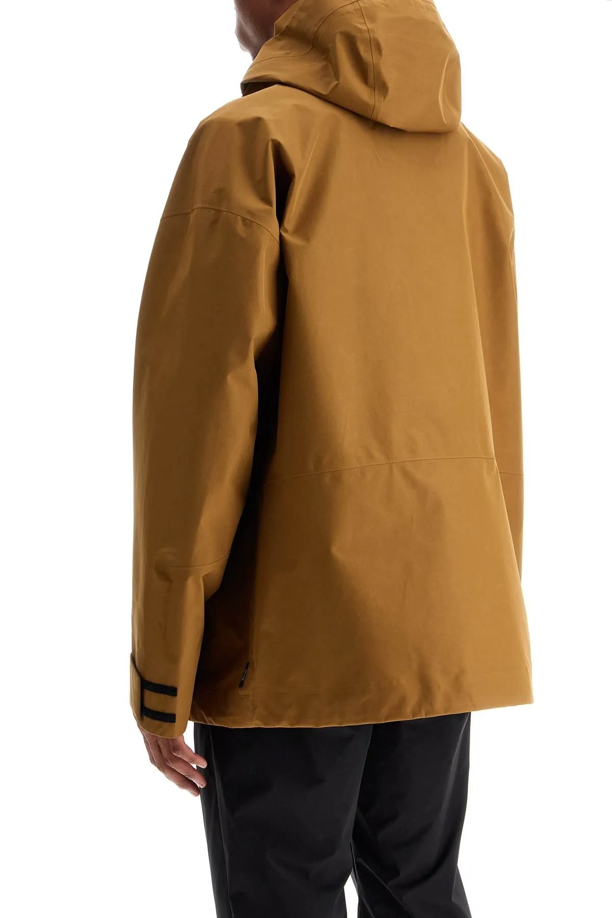 light brown waterproof short jacket in polyester with hood GC00016UL 11127 MARRONE CHIARO