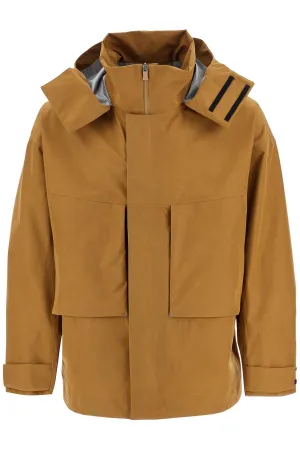 light brown waterproof short jacket in polyester with hood GC00016UL 11127 MARRONE CHIARO