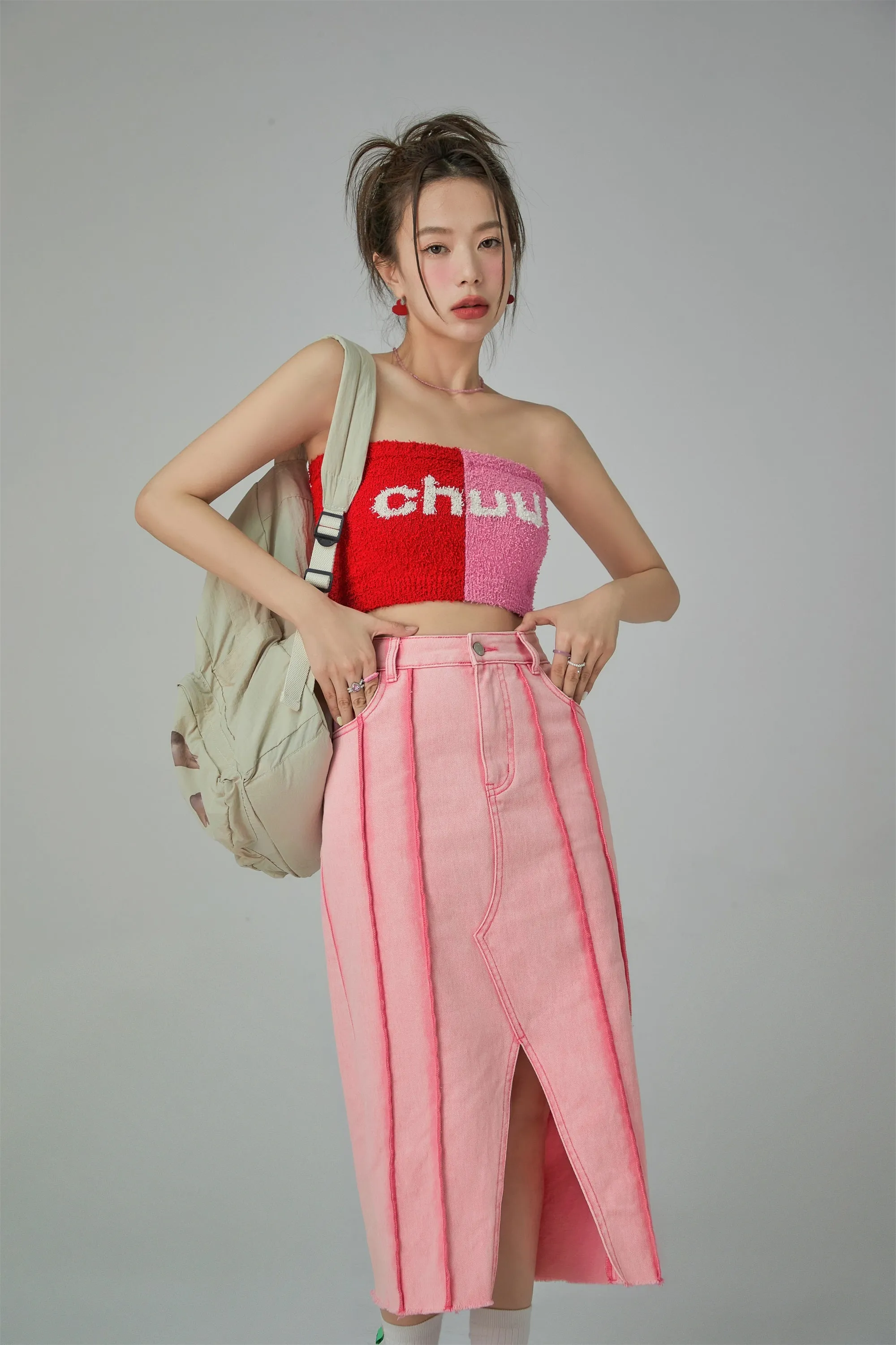 Never Dull Line Denim Skirt