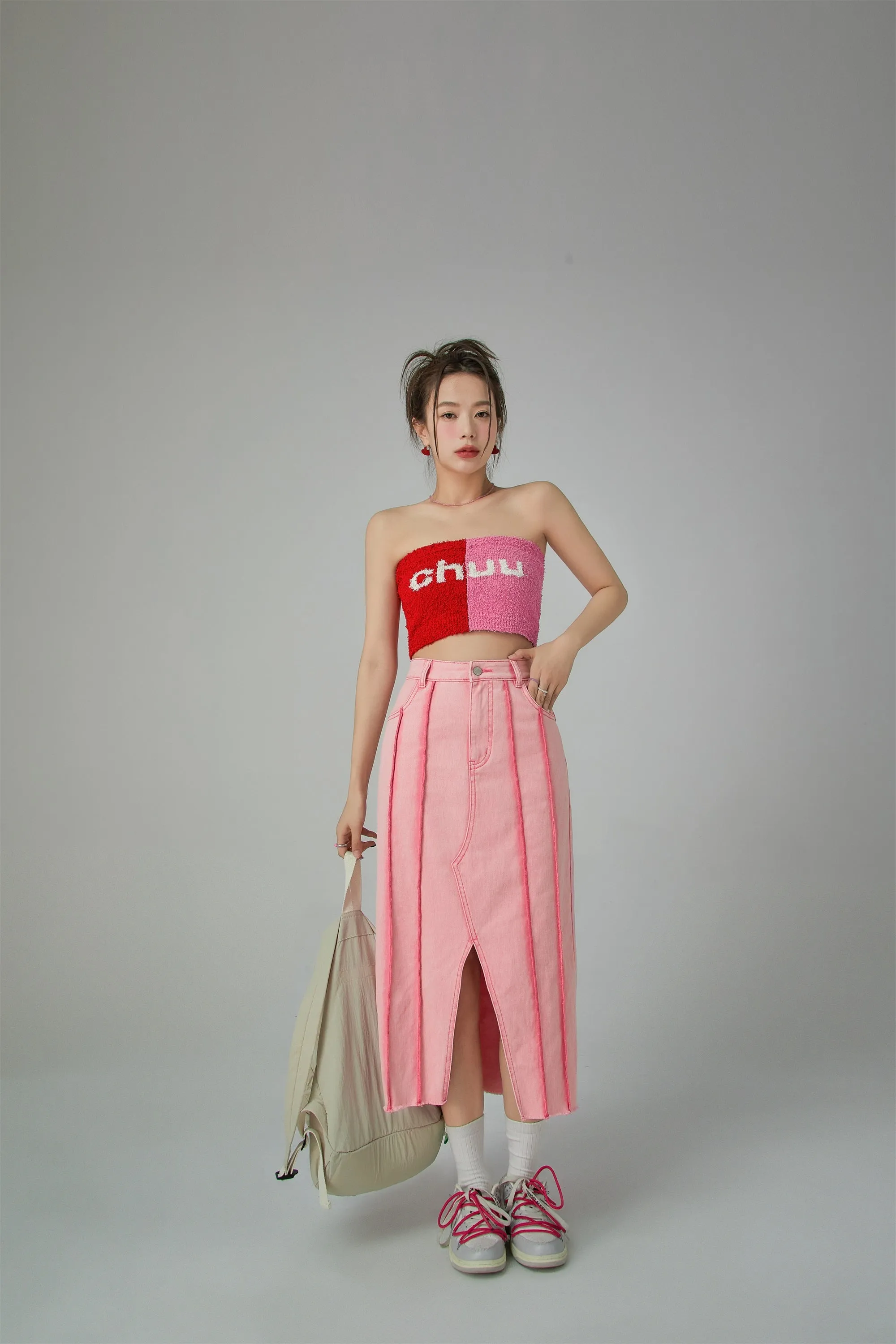 Never Dull Line Denim Skirt