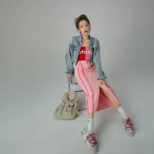 Never Dull Line Denim Skirt