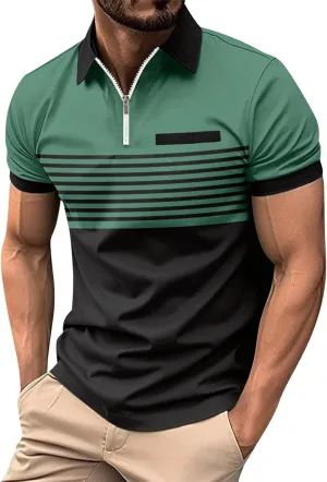 Polo Shirts Man Casual Oversized Short Sleeve Button Lapel Golf Tee Shirt Fashion Solid Color Stripe Cozy Fit Tops