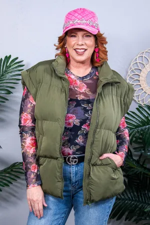 Puff & Stuff Puffer Olive Vest- O5762OL