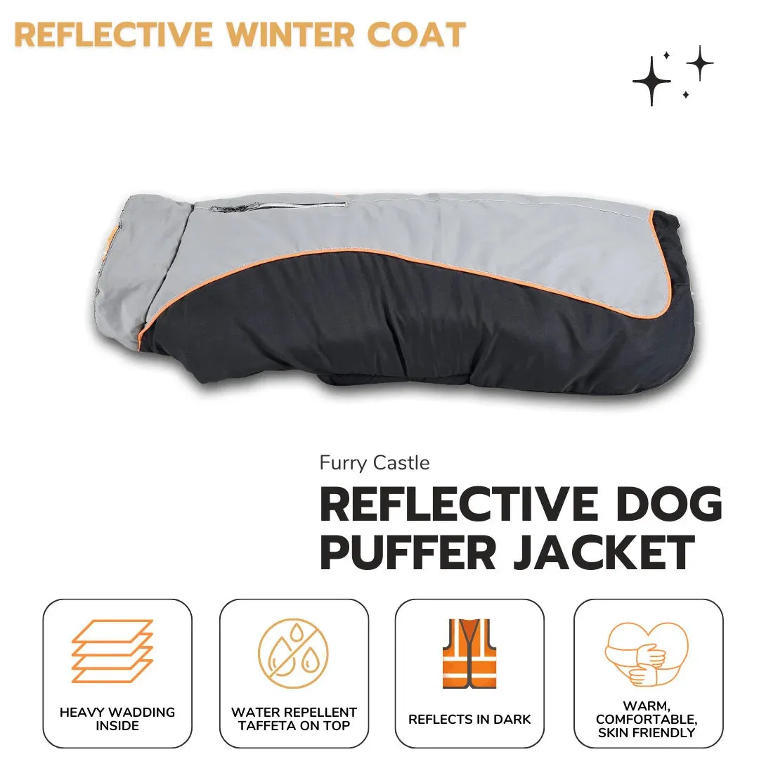 Reflective Dog Puffer Jacket - Black