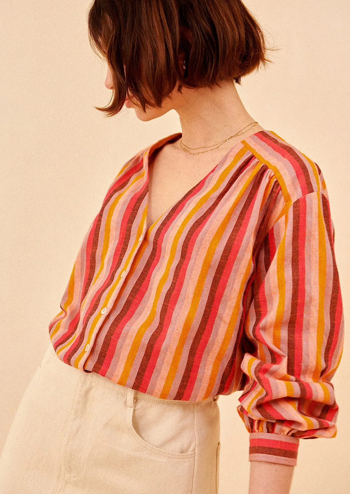 Sevilla Striped Cotton Blouse