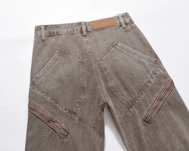 Splice Zipper Slim Fit Skinny Jeans