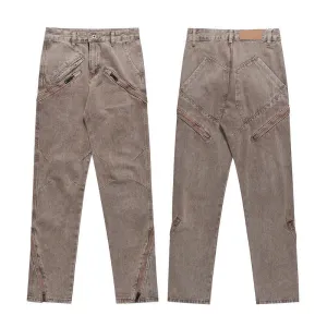 Splice Zipper Slim Fit Skinny Jeans