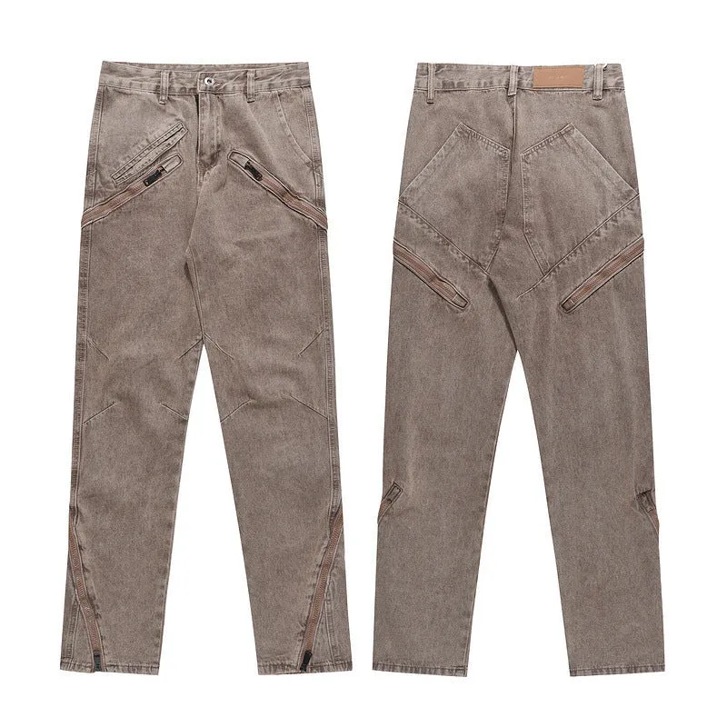 Splice Zipper Slim Fit Skinny Jeans