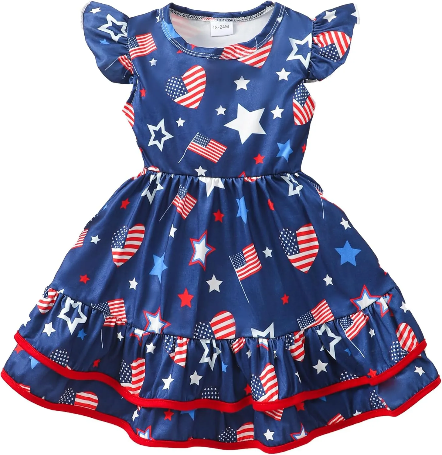 Toddler Little Girl Summer Dresses Kids Cute Casual Flutter Sleeve Tiered Smock Dress 2-7 Years