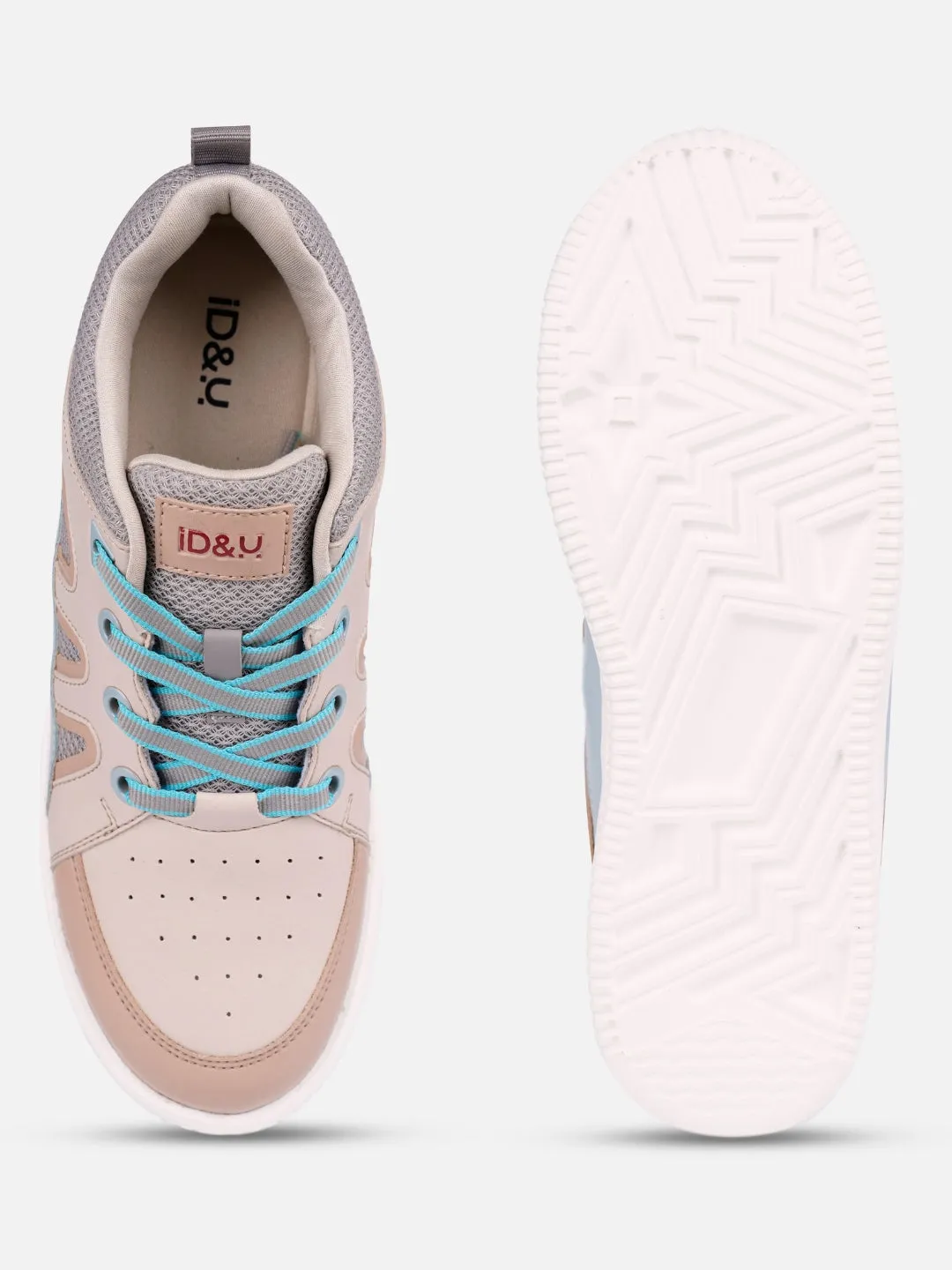 Women's Cream/Blue Platform Sneakers (IU1007)