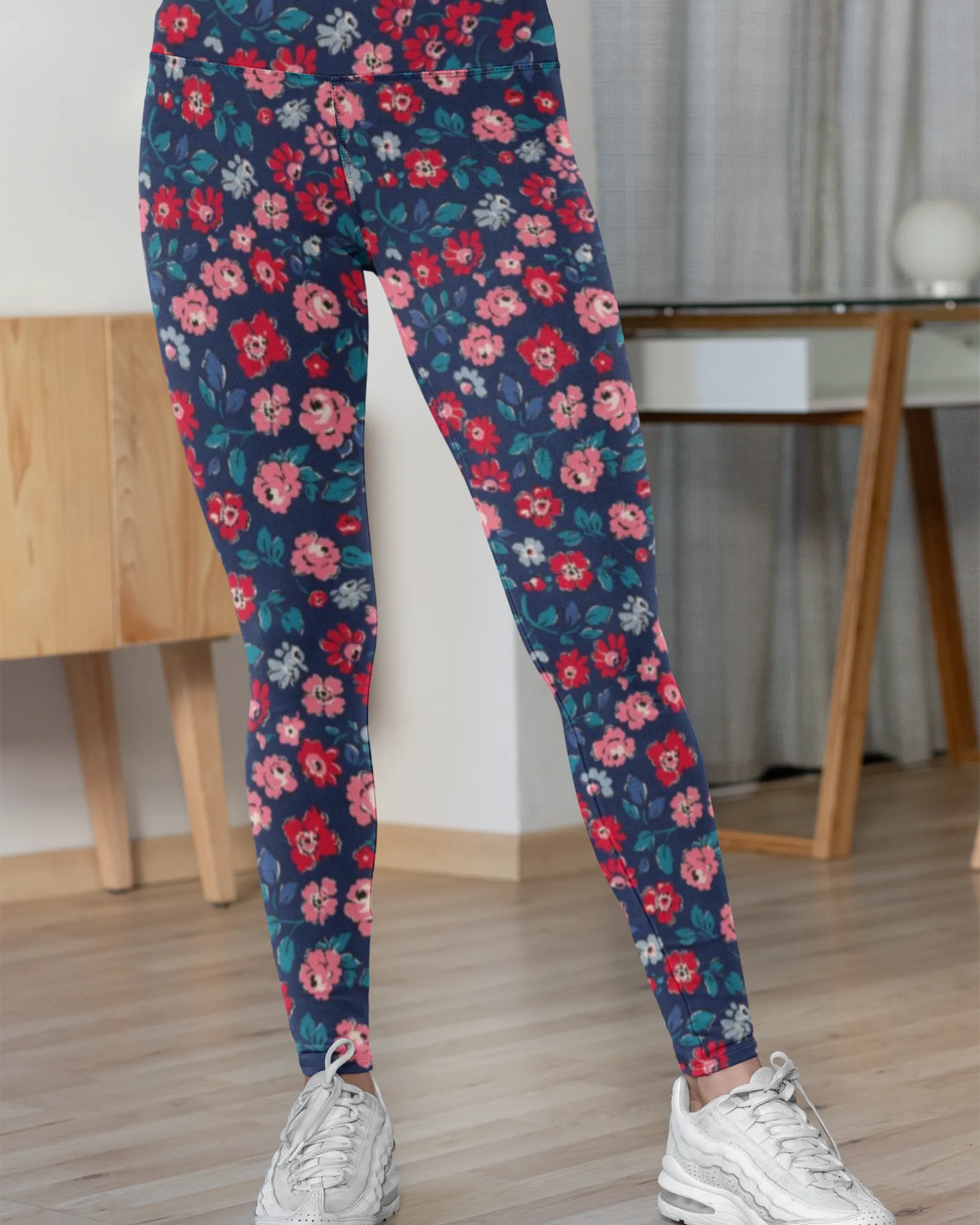 Women's High Waist Leggings - Colourful Floral