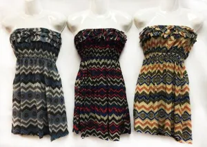 women's short ruffle top summer dresses chevron Case of 12